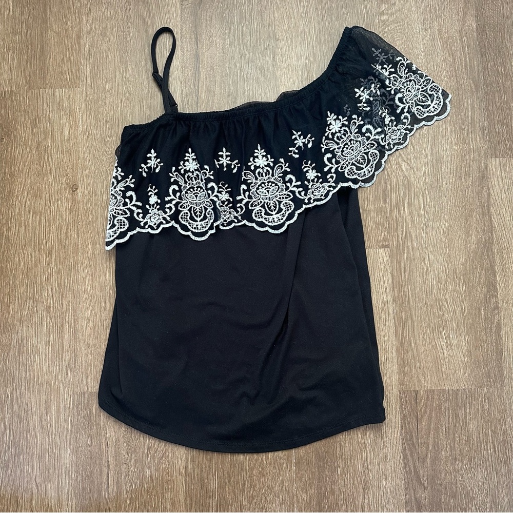 Maurices Black and White Lace Off-Shoulder Blouse